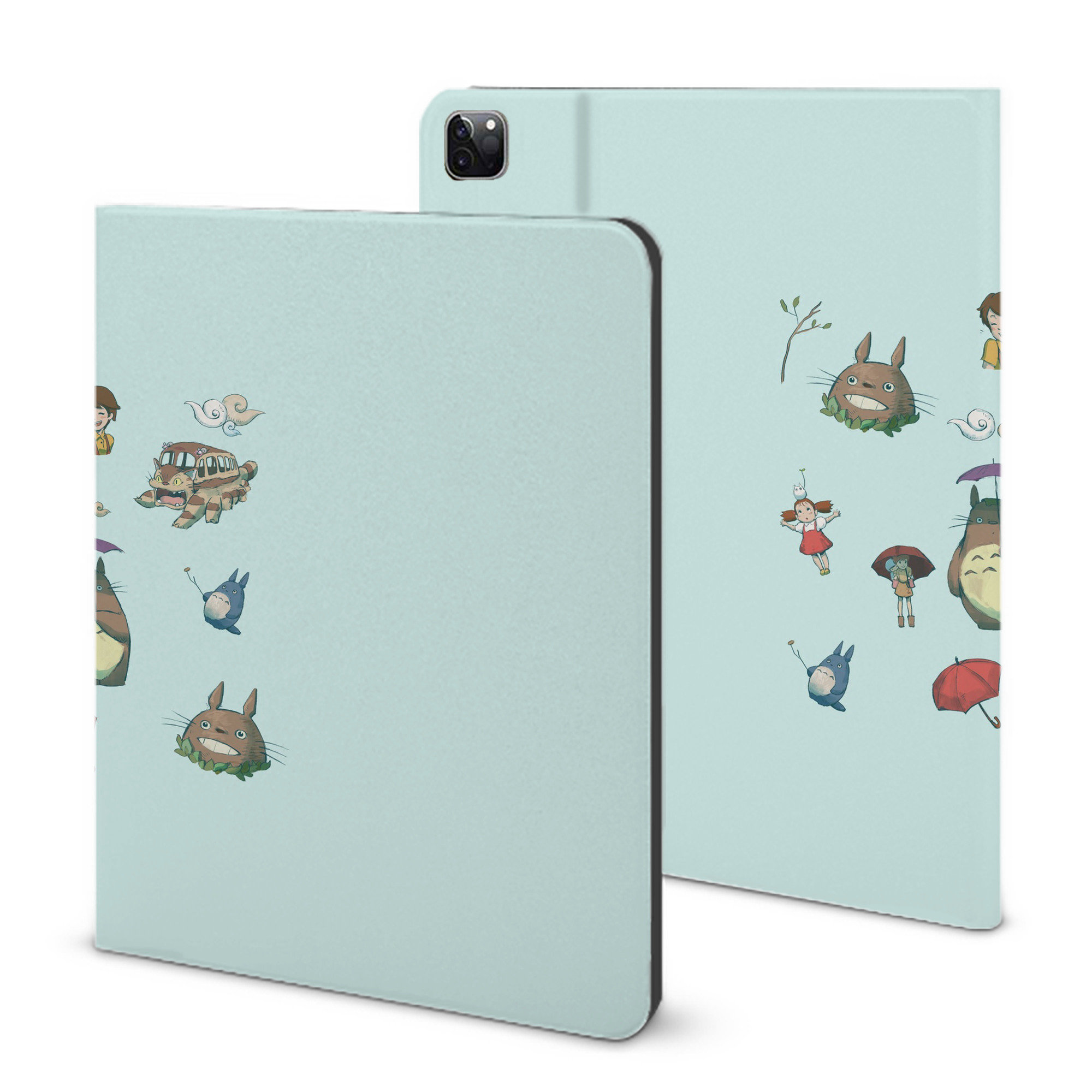 （画像用） となりのトトロ 草壁メイ 草壁サツキ My Neighbor Totoro Satsuki Kusakabe Mei Kusakabe IPad ケース ブック型 PUレザー TPU 耐衝撃 軽量 薄型 ペン収納なし 全面保護 IPad 各モデル対応